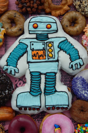 Robot Doughnut Centerpiece with other doughnuts