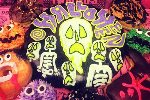 Halloween Doughnut with Ghost Faces