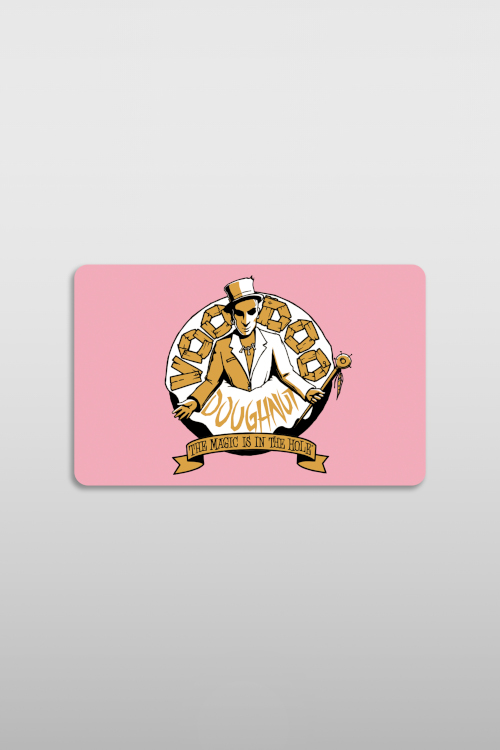 Pink Gift Card with Voodoo Doughnut Baron Logo